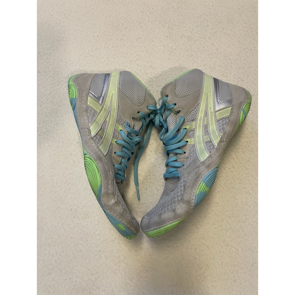 ASICS Men's Snapdown 4 Wrestling Shoes Size 8.5 Gray Green Blue Sports NCAA